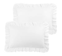 PiccoCasa Lot de 2 taies d'oreiller à Volants brossés Doux et Respirantes avec Fermeture à Rabat - en Microfibre d'ourlet de 10,2 cm - Blanc - 50 x 65 cm