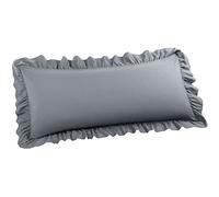 PiccoCasa Taie de Traversin Brossé Volants Taies Oreiller Corps Doux Respirant avec Enveloppe Fermeture 4 Pouces Volant Microfibre Gris foncé 51x140cm