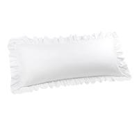 PiccoCasa Taie de traversin en Microfibre Douce Unie avec Volants décoratifs et Fermeture à enveloppe, Housse de Coussin pour Tout Le Corps, Blanc, 50,8 x 139,7 cm