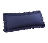 PiccoCasa Taie de traversin en Microfibre Douce Unie avec Volants décoratifs et Fermeture à enveloppe, Housse de Coussin pour l'ensemble du Corps, Bleu Marine, 50,8 x 139,7 cm