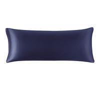 PiccoCasa - Taie d'oreiller en satin de soie pour cheveux et peau, housse de coussin longue en satin de soie de luxe avec fermeture à glissière Bleu marine 1,8 m