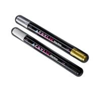 Piceioep 2 pièces stylo de peinture acrylique Double extrémité marqueur surligneur étanche pour croquis peinture sur céramique bois métal pierre marqueurs de croquis professionnels