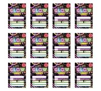 Piceioep Lot de 12 cartes d ' anniversaire imprimées fluorescentes 12, 7 x 17, 8 cm, invitations en papier brillant pour fêtes d ' anniversaire d ' et cartes de vœux en papier de célébration