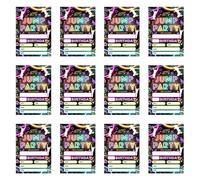 Piceioep Lot de 12 cartes d ' anniversaire imprimées fluorescentes 12, 7 x 17, 8 cm, invitations en papier brillant pour fêtes d ' anniversaire d ' et cartes de vœux en papier de célébration