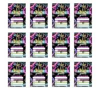 Piceioep Lot de 12 cartes d ' anniversaire imprimées fluorescentes 12, 7 x 17, 8 cm, invitations en papier brillant pour fêtes d ' anniversaire d ' et cartes de vœux en papier de célébration