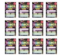 Piceioep Lot de 12 cartes d ' anniversaire imprimées fluorescentes 12, 7 x 17, 8 cm, invitations en papier brillant pour fêtes d ' anniversaire d ' et cartes de vœux en papier de célébration