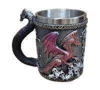 Piceioep Tasse isolée en acier inoxydable avec Sculpture de Dragon, tasse à café, tasse isolée pour boissons chaudes et froides, tasse en métal avec Sculpture de Dragon