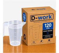 Pichet 1 L avec Poignée Ergonomique et Graduations 25, 50, 75, 100 cl, Réutilisable en PP sans BPA - Translucide - D-Work