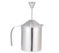 Pichet 400 Cc Mousseur à Lait en Acier Inoxydable Manuel | Double Filtre à Ressort, Pompe Manuelle Rapide, Usage Maison ou Café, Couleur Argenté