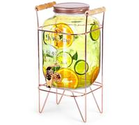 Distributeur de boisson en verre avec robinet et support doré 3,8 l