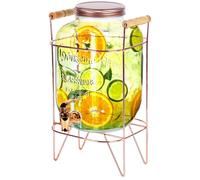 Distributeur de boissons - VILDE - 5,5 L - Verre épais - Couvercle en métal - Robinet étanche