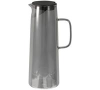 Pichet à Boisson en Verre 1,8 L avec Couvercle en Acier Inoxydable | Transparence Visible, Versement Facile, Prise Confortable, pour Jus, Eau, Boisson Rafraîchissante et Service Quotidien