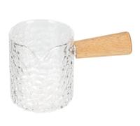 Pichet à Café en Verre 100ml Poignée en Bois, Style Strié | Espresso, Lait, Sirops et Jus, Usage Maison ou Hôtel, Format Compact, Verre et Bois