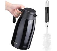 Pichet à café isotherme en acier inoxydable, 2 L, distributeur isotherme d'eau et de boissons, isolation haute température, 60 oz, design noir