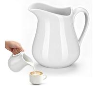 Pichet à Crème à Café en Céramique 450ml Blanc Poignée | Usage Manuel, Résistant à Chaleur, pour Lait ou Sauce, Entretien Facile, Restaurant et Hôtel