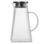 Pichet à Eau en Verre 1,2 L avec Couvercle, Usage la Cuisine Portable | Verre, Grosse Capacité Légère, pour Eau Froide, Thé ou Jus, Design à Motif Martelé