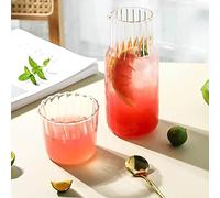 Pichet à eau en verre avec tasse de 600 ml, résistant à la chaleur, bec en forme de V, carafe à eau de chevet, gobelet de salle de bain, bouteille de bain pour thé glacé, lait, eau, café (B)