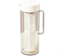 Pichet à eau froide de 1800 ml avec filtre en maille - Récipient à boisson en plastique résistant à la chaleur pour fête, pique-nique, camping - Gain de place 11,3 cm (A)