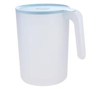 Pichet à Jus et Couvercle Bleu en Plastique avec Poignée 2000ml | Grosse Ouverture, Couvercle à Pression Démontable, Facile à Remplir Nettoyer, Usage Piscine et Repas