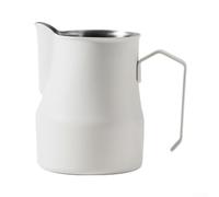 Pichet à lait en acier inoxydable avec extérieur poli et géométrie fonctionnelle pour mousser niveau barista et verser les boissons contrôlées (blanc, 350 ml)
