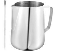Pichet à lait en acier inoxydable Unyqoos® de 900 ml avec stylo pour latte art – Échelle de mesure, plastique de qualité alimentaire, idéal pour les baristas et les amateurs de café