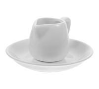 Pichet à Lait en Céramique avec Soucoupe, Porte-sauce Blanc | Service de Table Simple et Élégant, Prise en Main Confortable, Facile à Nettoyer, Cuisine et Repas Formels