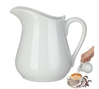 Pichet à Lait en Céramique Blanc 250ml Anse et Bec Verseur | Format Manuel Élégant, Surface Lisse, Versement Anti-goutte, pour Café, Sauces, Service Hôtelier et Repas