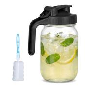 Pichet à lait en verre transparent avec couvercle et bec verseur, 950 ml, pour porte de réfrigérateur, carafe à lait en verre transparent avec brosse de nettoyage, pour lait maternel, infusion froide