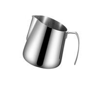Pichet à lait expresso en acier inoxydable avec bec verseur coudé, marques de mesure et poignée latérale pour le mélange de café à la maison Pichet à vapeur expresso Pour tasse à cappuccino Art marqué