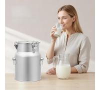 Pichet à lait inoxydable de 5 l, sans robinet, fermeture étanche avec couvercle à charnière, double poignée, récipient en métal de qualité alimentaire pour lait, huile, céréales, rangement, transport