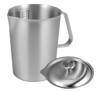 Pichet à mousse à lait en acier inoxydable de 2 L avec poignée et couvercle antirouille - Gobelet gradué en métal avec marquage transparent - Accessoires de barista pour faire du cappuccino, du latte
