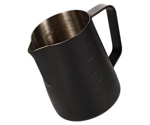 Pichet à mousse de lait de 350 ml, en acier inoxydable, noir, avec indicateur de mesure