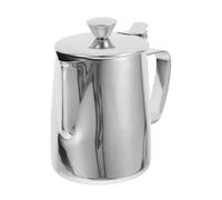 Pichet à Mousser le Lait avec Couvercle 350ml en Acier Inoxydable | Portion Individuelle pour Lait ou Thé, Finition Argentée Polie, Bec Verseur Précis, Poignée Ergonomique, Usage Domestique