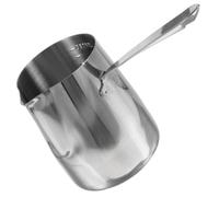 Pichet à Mousser le Lait en Acier Inoxydable 600ml Cuisine | Poignée Confortable, Nettoyage Facile, Usage Maison, Finition Argentée, Robuste et Antirouille, avec Mesure