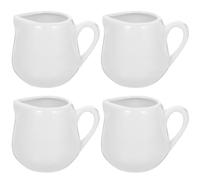 Pichet à Sauce 4 Pièces avec Poignée Blanc en Céramique | Mini Format pour Café, Lait, Crème ou Sauce, Design Simple et Délicat, Usage Table et Dessert
