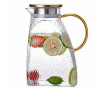 Pichet à thé glacé pour réfrigérateur, pichet en verre borosilicate avec couvercle et poignée, corps étroit peu encombrant pour boisson chaude ou froide, 1500 ml