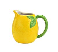 Pichet en céramique - EDEN - Design citron - Jaune et vert - Détails de feuilles - Polyvalent (pichet/vase/déco)