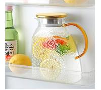 Pichet eau verre borosilicate 1.8L avec couvercle, carafe fruits infuseur thé glacé café lait