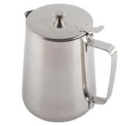 Pichet en acier inoxydable pour mousser le lait, avec couvercle, 600 ml, couleur argent