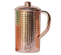Pichet en cuivre martelé fait à la main pour l'eau potable, bienfaits pour la santé ayurvédique, pichet traditionnel en cuivre pour boire 1,5 L 50,7 oz