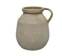 Pichet en terre cuite 25 x 22 cm avec aspect bombé et anse - Carafes & pichets - Pichet décoratif - Pichet décoratif - Décoration en terre cuite - Printemps et été - Beige naturel
