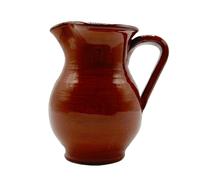 Pichet en terre cuite émaillée, carafe rustique marron, 18 cm, céramique artisanale
