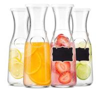 Pichet En Verre Avec Couvercle Lot De 4 Eau Claire | Carafe à boisson buccale de 1000 ml for jus glacé