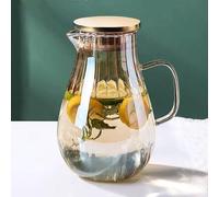 Pichet en verre borosilicaté, 1,8 litre, avec couvercle et poignée, pichet en libre-service pour boissons, jus, thé, lait