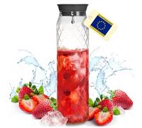 Pichet en verre borosilicate haut de gamme - 1,2litre, verre borosilicate - Carafe à eau avec couvercle - pour boissons chaudes/froides - Pot à lait - Pichet à thé glacé
