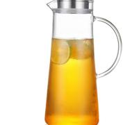 Pichet en Verre Résistant à Chaleur pour Eau et Jus, Grosse Capacité | Vessel Transparent, Bec Courbé Intégré, Ouverture Large, Versement Contrôlé, Usage Maison et Salon