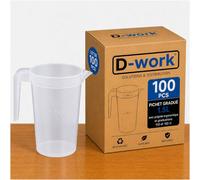 Pichet Gradué 1.5 L avec Poignée Ergonomique, Graduations 100, 150 cl, Réutilisable en PP sans BPA - Translucide - D-Work