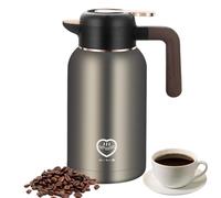Pichet Isotherme 2L, Thermos en Acier Inoxydable 304, Maintenir au Chaud/au Froid, Bouteille isotherme pour Café, Poignée en Imitation Bois, pour le café, thé, jus de fruits