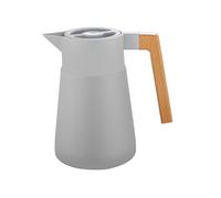 Pichet Isotherme Bouteille Sous Vide Isolé, Acier Inoxydable, Avec Manche En Bois, Carafe à Café Thermique Pour Le Thé Café Chaud Et Froid, Pour Hôtel Bureau Domicile (Gris,1.5L)