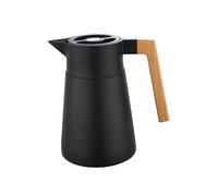 Pichet Isotherme Bouteille Sous Vide Isolé, Acier Inoxydable, Avec Manche En Bois, Carafe à Café Thermique Pour Le Thé Café Chaud Et Froid, Pour Hôtel Bureau Domicile (Noir,1.5L)